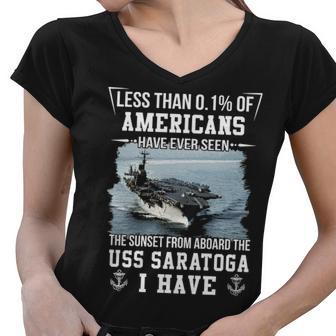 Uss Saratoga Cv 60 Cva 60 Sunset Women V-Neck T-Shirt - Monsterry