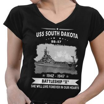 Uss South Dakota Bb Women V-Neck T-Shirt - Monsterry UK