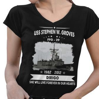 Uss Stephen W Groves Ffg Women V-Neck T-Shirt - Monsterry DE