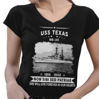 Uss Texas Bb 35 Battleship Women V-Neck T-Shirt - Monsterry DE