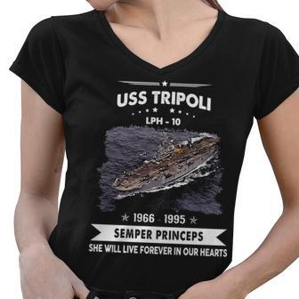 Uss Tripoli Lph Women V-Neck T-Shirt - Monsterry