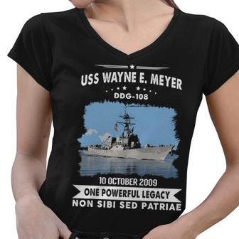 Uss Wayne E Meyer Ddg Women V-Neck T-Shirt - Monsterry