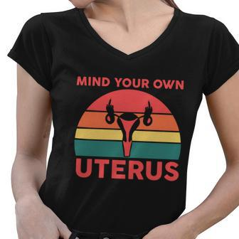 Uterus Shows Middle Finger Feminist Feminism Gift Women V-Neck T-Shirt - Monsterry