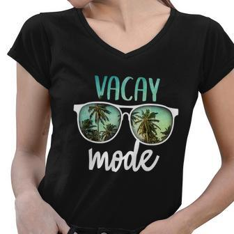 Vacay Mode Cute Vacation Summer Cruise Getaway Women V-Neck T-Shirt - Monsterry