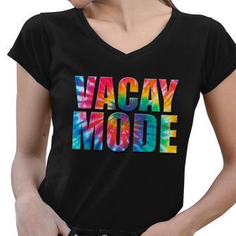 Vacay Mode Tie Dye Colorful Vacation Women V-Neck T-Shirt - Monsterry UK