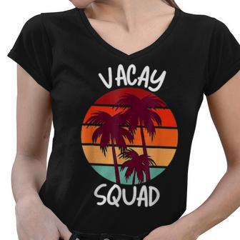 Vacay Squad Summer Vacation Family Friends Trip Palm Trees Women V-Neck T-Shirt - Thegiftio UK