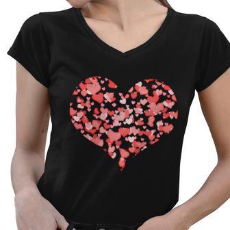 Valentine Multi Heart Of Love Women V-Neck T-Shirt - Monsterry UK