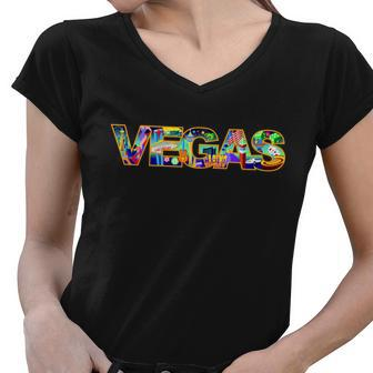 Vegas - Las Vegas Logo Women V-Neck T-Shirt - Monsterry UK