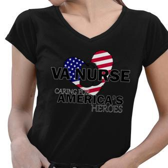 Veteran Va Nurse Caring For Americas Heroes Tshirt Women V-Neck T-Shirt - Monsterry CA