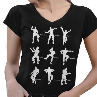 Victory Royale Gamer Dance Moves Women V-Neck T-Shirt - Monsterry