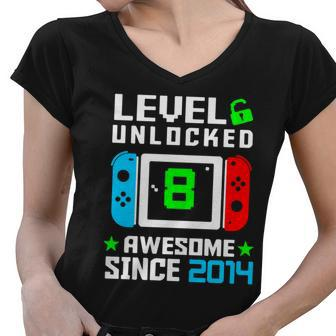 Video Game Level 8 Unlocked 8Th Birthday Women V-Neck T-Shirt - Monsterry DE