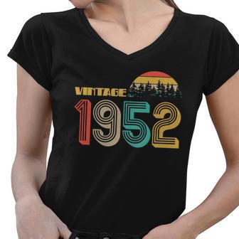 Vintage 1952 Sun Wilderness 70Th Birthday Tshirt Women V-Neck T-Shirt - Monsterry AU