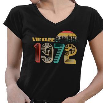 Vintage 1972 Sun Wilderness 50Th Birthday Women V-Neck T-Shirt - Monsterry DE