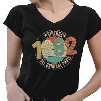 Vintage 1982 All Original Parts Emblem 40Th Birthday Women V-Neck T-Shirt - Monsterry