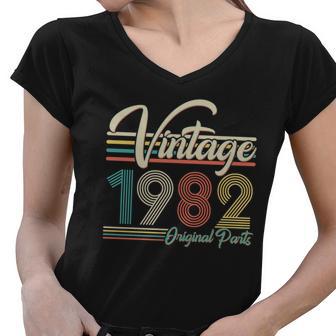 Vintage 1982 Original Parts 40Th Birthday Women V-Neck T-Shirt - Monsterry