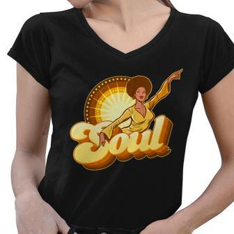 Vintage Afro Soul Retro S Women V-Neck T-Shirt - Monsterry AU