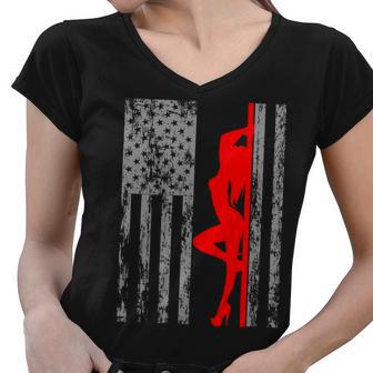 Vintage American Pole Dancer Stripper Usa Flag Tshirt Women V-Neck T-Shirt - Monsterry CA