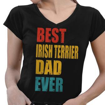 Vintage Best Irish Terrier Dad Ever Women V-Neck T-Shirt - Thegiftio UK