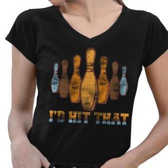 Vintage Bowling Id Hit That Women V-Neck T-Shirt - Monsterry AU