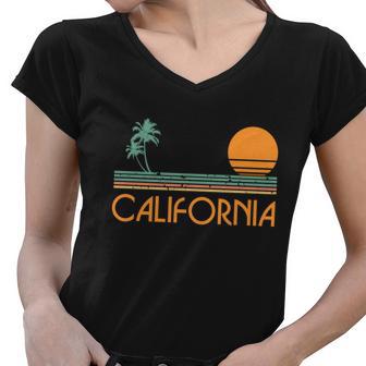 Vintage California Beach Women V-Neck T-Shirt - Monsterry AU