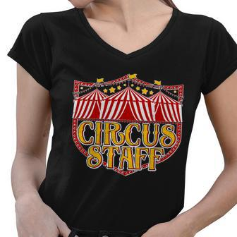 Vintage Circus Staff Carnival Women V-Neck T-Shirt - Monsterry