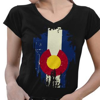 Vintage Colorado State Upside Down Flag Tshirt Women V-Neck T-Shirt - Monsterry CA