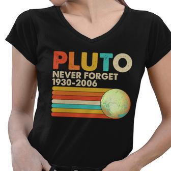 Vintage Colors Pluto Never Forget 1930-2006 Tshirt Women V-Neck T-Shirt - Monsterry