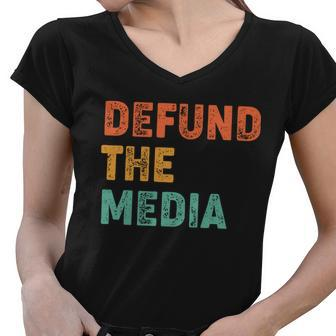 Vintage Defund The Media Tshirt Women V-Neck T-Shirt - Monsterry DE