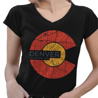 Vintage Denver Colorado Logo Tshirt Women V-Neck T-Shirt - Monsterry DE