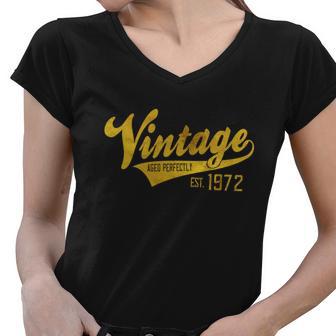 Vintage Est 1972 Gift 50 Yrs Old Bfunny Giftday 50Th Birthday Gift Meaningful Gi Women V-Neck T-Shirt - Monsterry CA