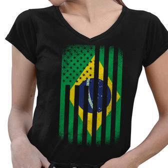 Vintage Flag Of Brazil Tshirt Women V-Neck T-Shirt - Monsterry UK