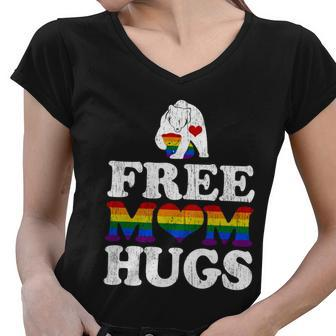 Vintage Free Mom Hugs Mama Bear Heart Pride Month Lgbt 2022 Gift Women V-Neck T-Shirt - Thegiftio UK
