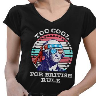 Vintage George Washington Too Cool For British Rule Women V-Neck T-Shirt - Monsterry DE