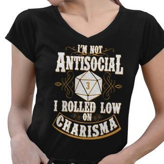 Vintage Im Not Antisocial I Rolled Low On Charisma Tshirt Women V-Neck T-Shirt - Monsterry