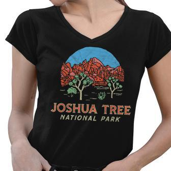 Vintage Joshua Tree National Park Retro Desert Women V-Neck T-Shirt - Seseable