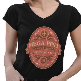 Vintage Mega Pint Hearsay Open 24 7 Brewing Co Alcohol Label Women V-Neck T-Shirt - Monsterry DE