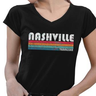 Vintage Nashville Tennessee Women V-Neck T-Shirt - Monsterry AU
