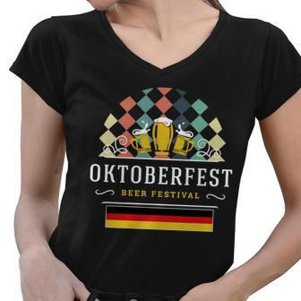 Vintage Oktoberfest Drinking Women V-Neck T-Shirt - Monsterry
