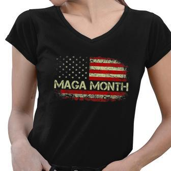 Vintage Old Happy Maga Month Patriotic Tank Top V3 Women V-Neck T-Shirt - Monsterry AU