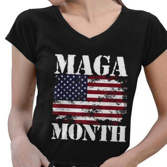 Vintage Old Happy Maga Month Patriotic Tank Top Women V-Neck T-Shirt - Monsterry AU