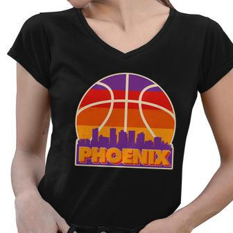 Vintage Phoenix Basketball Skyline Logo Women V-Neck T-Shirt - Monsterry UK