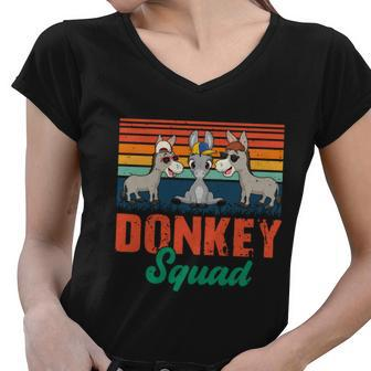Vintage Retro Donkey Funny Squad Three Donkeys Sunglasses Gift Women V-Neck T-Shirt - Monsterry