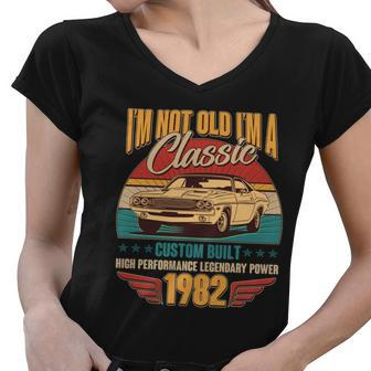 Vintage Retro Im Not Old Im A Classic 1982 40Th Birthday Classic Car Lover Women V-Neck T-Shirt - Thegiftio UK