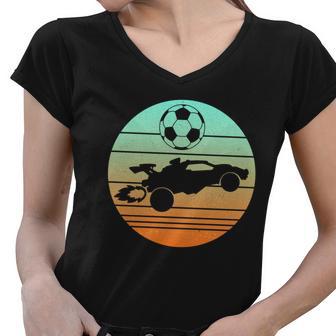 Vintage Rocket Rc Soccer Car League Gamer Women V-Neck T-Shirt - Monsterry DE