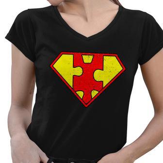 Vintage Super Autism Tshirt Women V-Neck T-Shirt - Monsterry AU