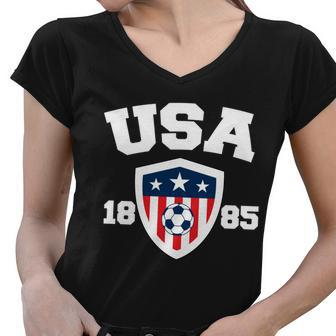Vintage Usa Soccer Women V-Neck T-Shirt - Monsterry