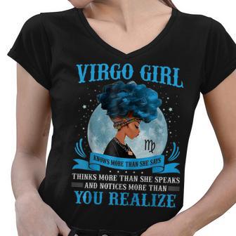 Virgo Girls Black Queen August September Birthday Women V-Neck T-Shirt - Thegiftio