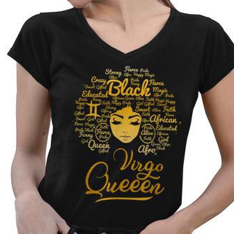 Virgo Queen Birthday Zodiac Born In August Or September Gift Women V-Neck T-Shirt - Thegiftio
