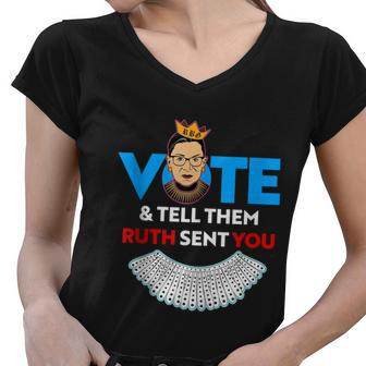 Vote Tell Them Ruth Sent You Dissent Rbg Vote V2 Women V-Neck T-Shirt - Monsterry DE