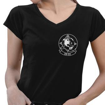 Vr52 Taskmasters On Front 50Th Anniversary Design On Back Women V-Neck T-Shirt - Monsterry
